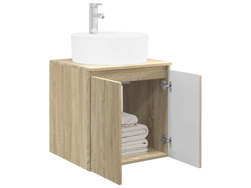 Vanité de lavabo mural, meuble de rangement chêne sonoma 49.5x44.5x65 cm shl7299 - Conforama C