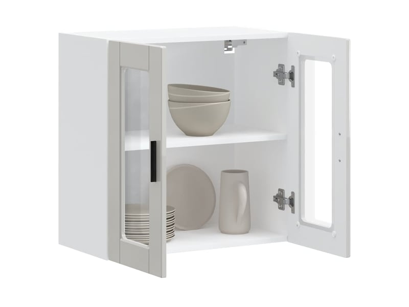  Armoire murale cuisine avec porte en verre porto blanc brillant shl1542  - Conforama D