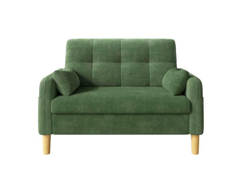  Canapé 2 places - 119x78x85 cm - canapé de salon divan lounge avec coussins et chenille - vert  - Conforama A