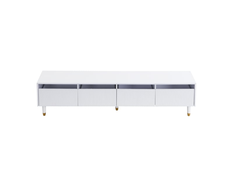  Meuble tv blanc 178 cm - design moderne, 4 tiroirs spacieux - style minimaliste contemporain  - Conforama A