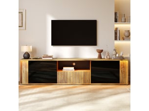 Meuble tv coloris noir 180 cm <strong>MERAX</strong> <strong></strong>