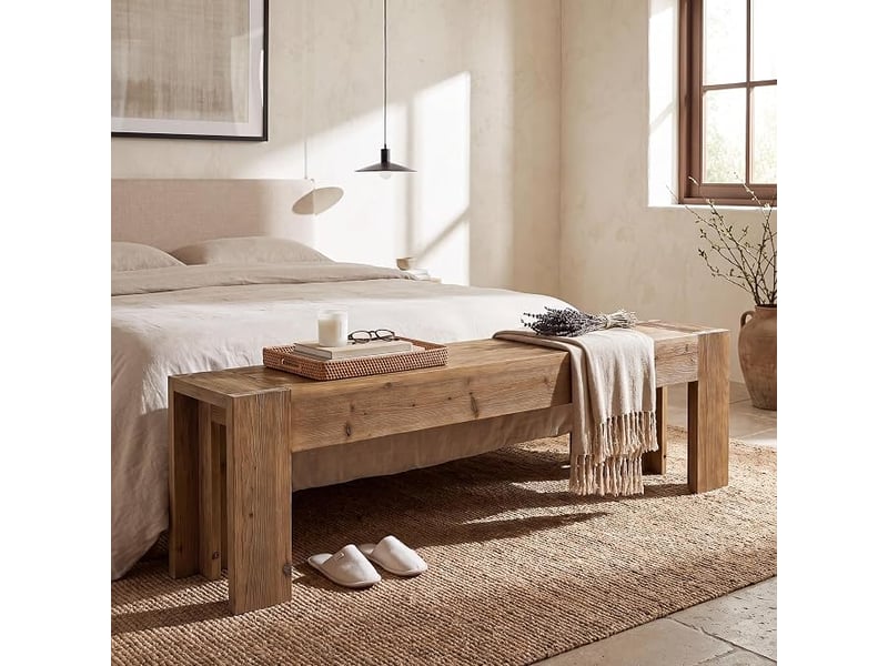 Banc d'entrée en bois massif de 180 cm, banc à chaussures extra long et étroit, banquette de fenêtre en bois pour chambre, couloir, salle à manger, vestibule, montage facile, marron  - Conforama D