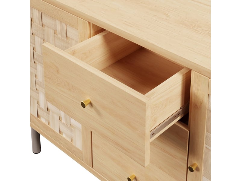  Buffet, 120 x 40 x 75 cm, meuble de rangement avec 2 portes, 3 tiroirs, étagères réglables en hauteur, marron  - Conforama E