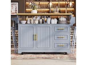Îlot de cuisine mobile avec table extensible, rangements, tiroirs et plateau rabattable