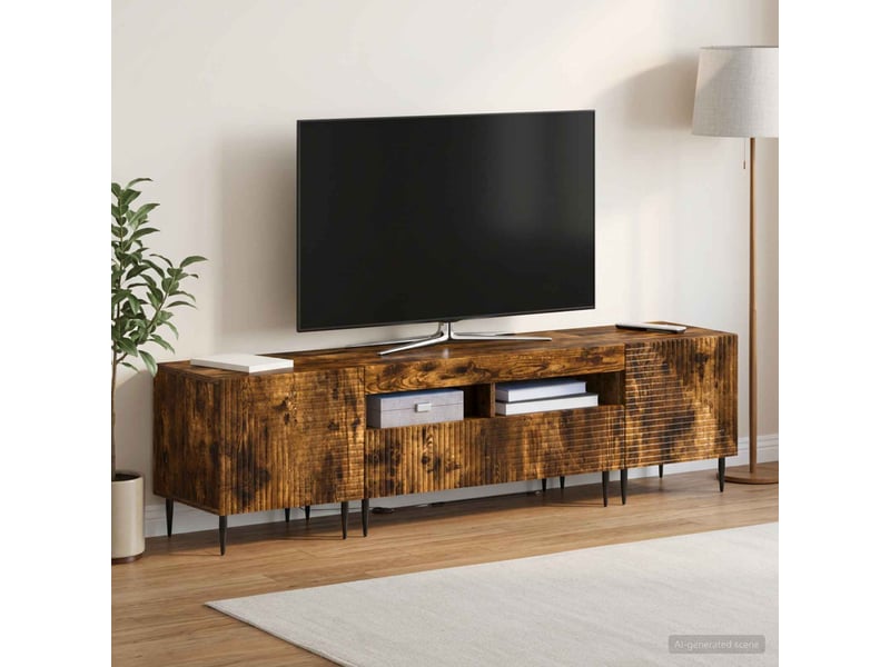  Ensemble de 3 meubles tv led chêne fumé bois d'ingénierie shl86568  - Conforama C
