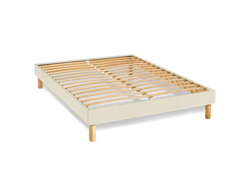  Sommier en kit 14 lattes nues, coutil tissu coton 160x200cm, coloris écru  - Conforama A