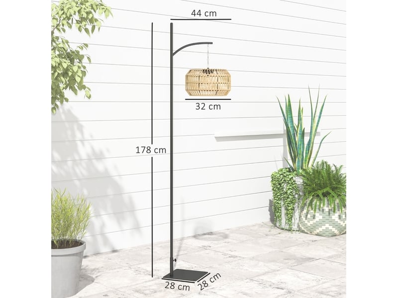  Lampadaire solaire d'extérieur 44x32x178 cm style bohème métal noir et jaune  - Conforama C