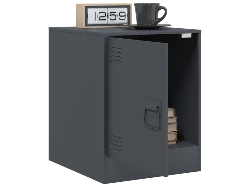  Lot de 2 tables de chevet - cabinet de chevet - table de nuit anthracite 34,5x39x44 cm acier  - Conforama C