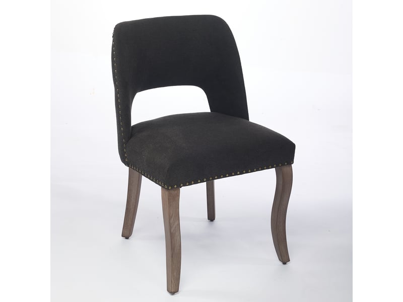  Chaises de salle à manger en bois 2 pièces, design moderne avec tissu rembourré, noir, idéales pour cuisine ou salle à manger, de1870bk  - Conforama A
