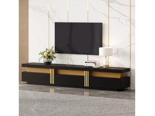 Meuble tv coloris noir 200 cm <strong>FLORAGRACE</strong> <strong></strong>