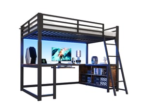 Lit mezzanine 120x200 cm <strong>MERAX</strong>  <strong></strong> coloris noir