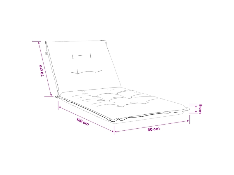 Coussin de transat, coussin pour bain de soleil gemert 100 % polyester noir 190 x 80 x 9 cm cf56175 - Conforama E