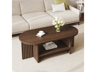 Table basse ovale coloris bois foncé <strong></strong> <strong></strong> - 49 cmx100 cm