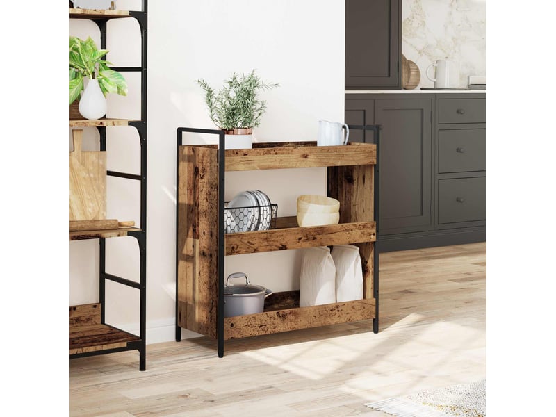  Desserte de cuisine, chariot de rangement bois ancien 70x30x82 cm  - Conforama D