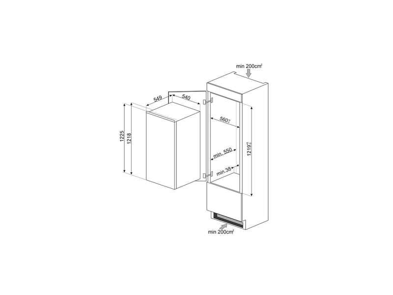 Réfrigerateur encastrable 1 porte 188 l blanc s4c122e porte réversible à droite 7712677 - Conforama E