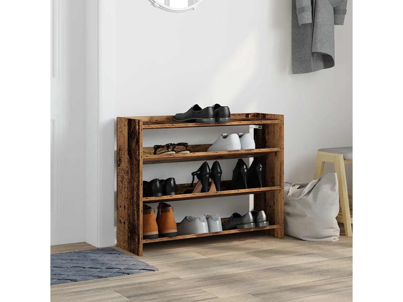  Meuble à chaussures, étagère à chaussures vieux bois 80x25x62 cm bois d'ingénierie  - Conforama C