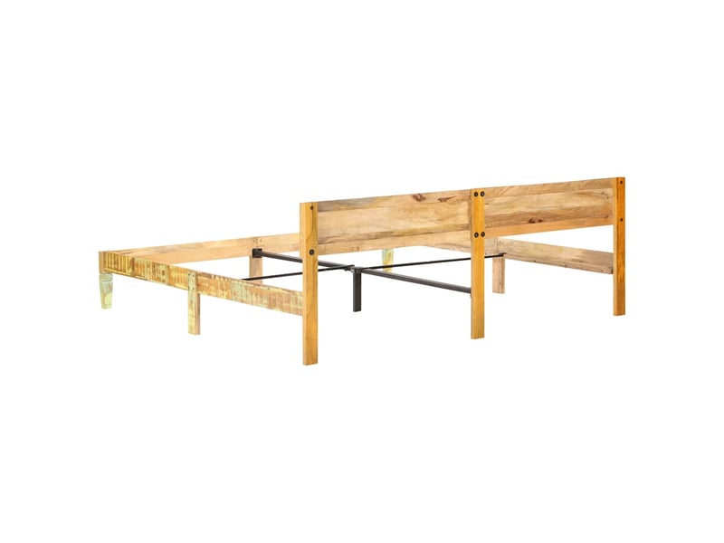  Lit double- lit adulte -  cadre de lit sans matelas bois de récupération massif 200x200cm  - Conforama D
