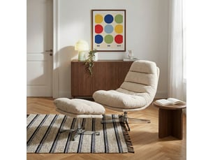 Fauteuil fixe pivotant <strong>BAITA</strong> <strong></strong> Tissu blanc