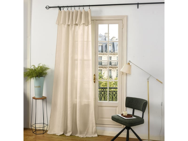 Lot de 2 voilages ajustables + 8 anneaux pince 140 x 270 cm evasion polyester effet lin - Conforama B