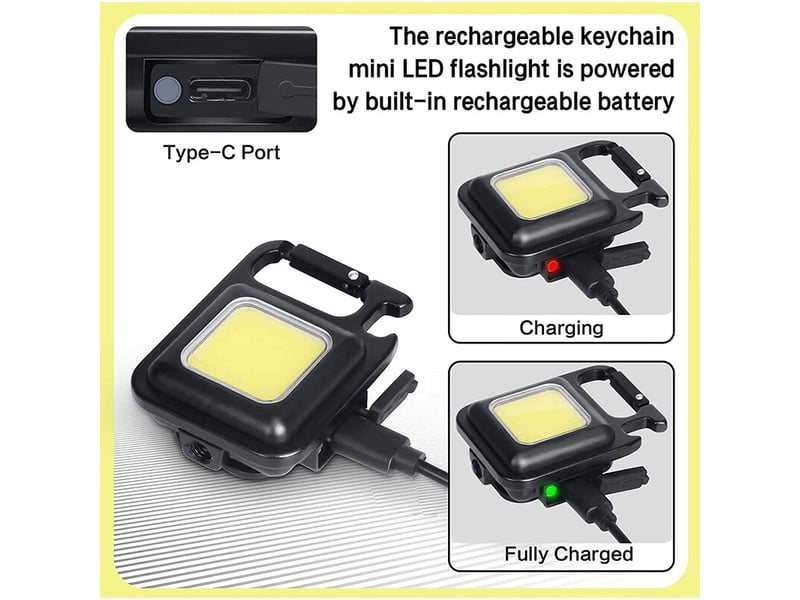  Cob mini lampes de poche 500 lumens, porte-clés petite lampe de poche rechargeable 4 modes d'éclairage avec support pliant ouvre-bouteille et aimant p  - Conforama D