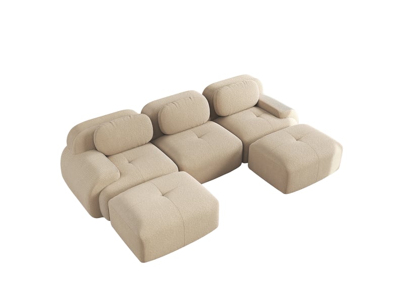  Canapé modulaire en u 298x178x70 cm 3 places, sans cadre et sans montage, dessous antidérapant, beige  - Conforama A