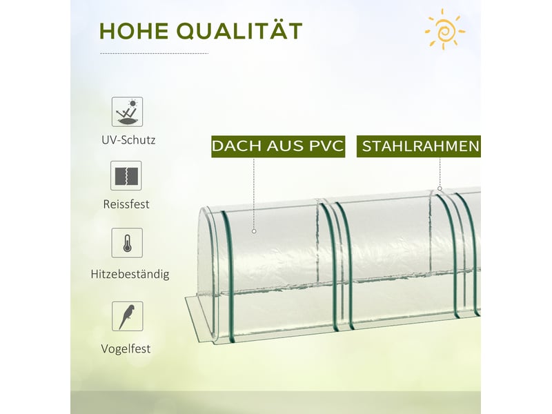  Serre tunnel de jardin transparente 295 x 100 x 80 cm en acier avec film pvc et 3 fenêtres pour vos cultures  - Conforama E