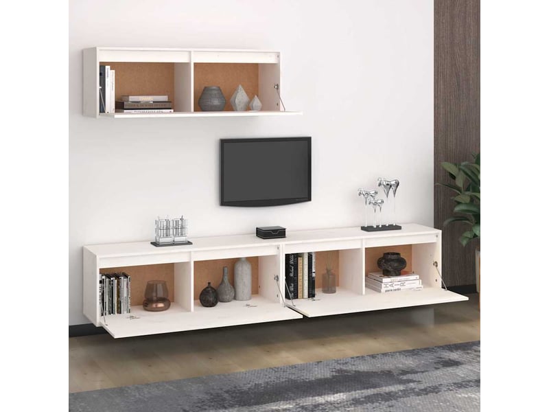  Ensemble de meubles tv 3 pcs blanc bois massif de pin  - Conforama C