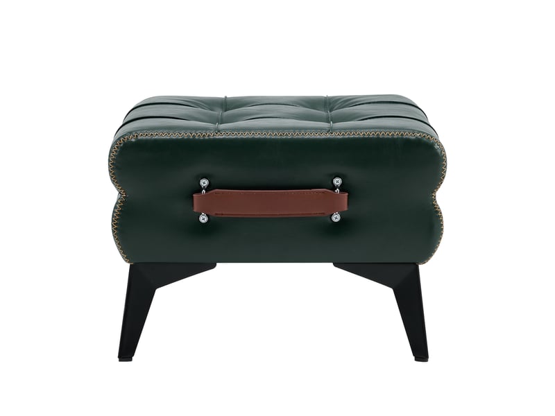  Pouf repose-pieds avec poignée et pieds en métal 43 x 33 x 30 cm vert W3498P459709 - Conforama B