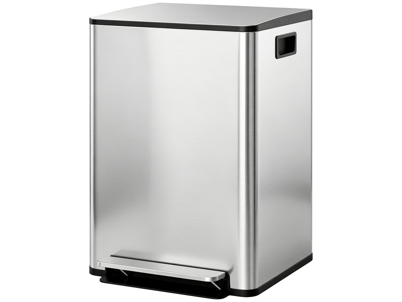 Poubelle de tri sélectif 2 x 30l en acier inoxydable argenté 47,7x37,5x66,8 cm  - Conforama A