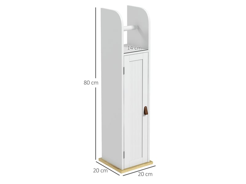  Meuble de salle de bain support papier toilette avec placard et étagères réglables blanc 20 x 20 x 80 cm  - Conforama C