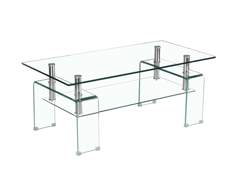  Table basse 100x55x45 cm en verre trempé transparent à 2 niveaux  - Conforama A