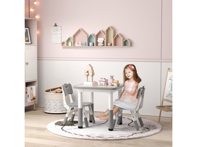  Ensemble table et 2 chaises pour enfants, hauteur réglable pour les enfants de 18 mois à 5 ans, facile à nettoyer  - Conforama B