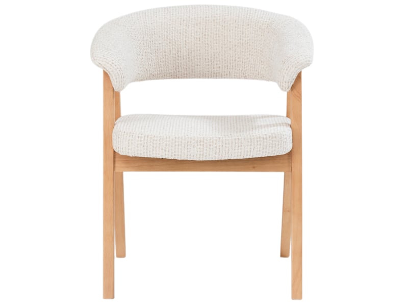  Selsey nux - chaise de salle à manger en bois avec accoudoirs - 61 cm - chenille beige clair avec pieds chêne naturel Nux - Conforama C