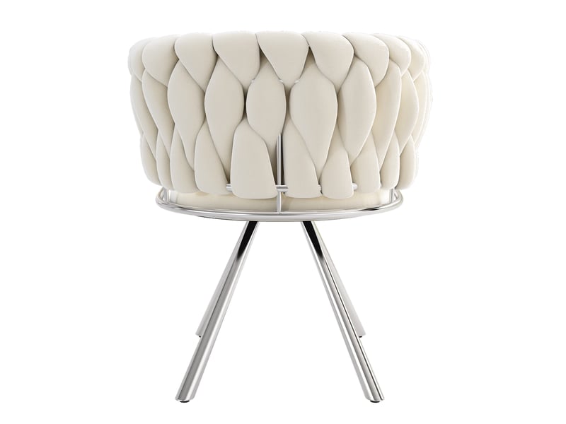  Lot de 6 chaises pivotantes en velours beige, piètement métal argenté, design moderne et élégant  - Conforama E