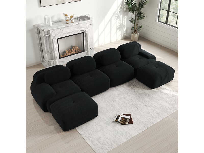 Canapé modulable, canapé de salon, en velours, noir, sans montage, sans structure, chambre, pour salon - Conforama R