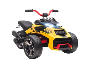 Tricycle électrique pour enfants, à piles, avec lecteur mp3, klaxon, 2 vitesses, lumières led, 3-8 ans, jaune