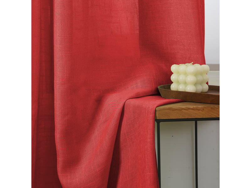  Rideau ajustable 140 x 270 cm + 8 anneaux pinces effet lin evasion cerise CP-EVASION-CERISE - Conforama D