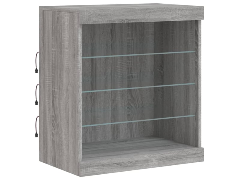  Buffet - bahut - meuble de rangement avec lumières led sonoma gris 60,5x37x67 cm  - Conforama E