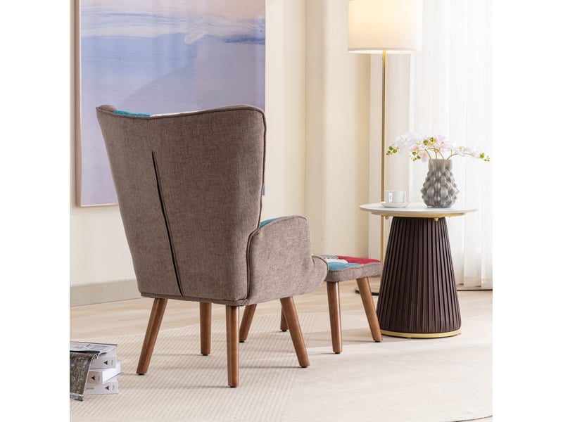  Fauteuil d'appoint avec repose-pied 69 x 95,5 x 51 cm – multicolore – dossier et coussin confortables  - Conforama D