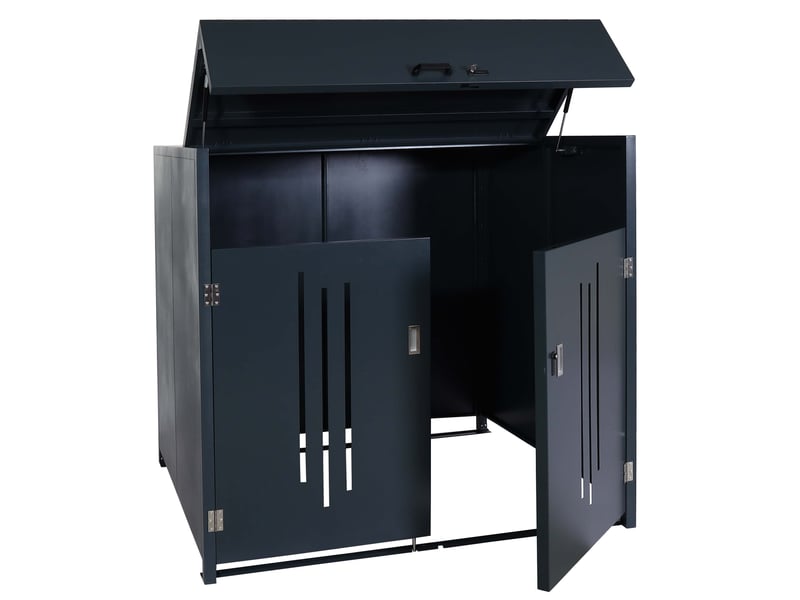 Abris poubelles verrouillable conteneur jusqu'à 1100l 154x160x136 cm acier 04_0008247 - Conforama A