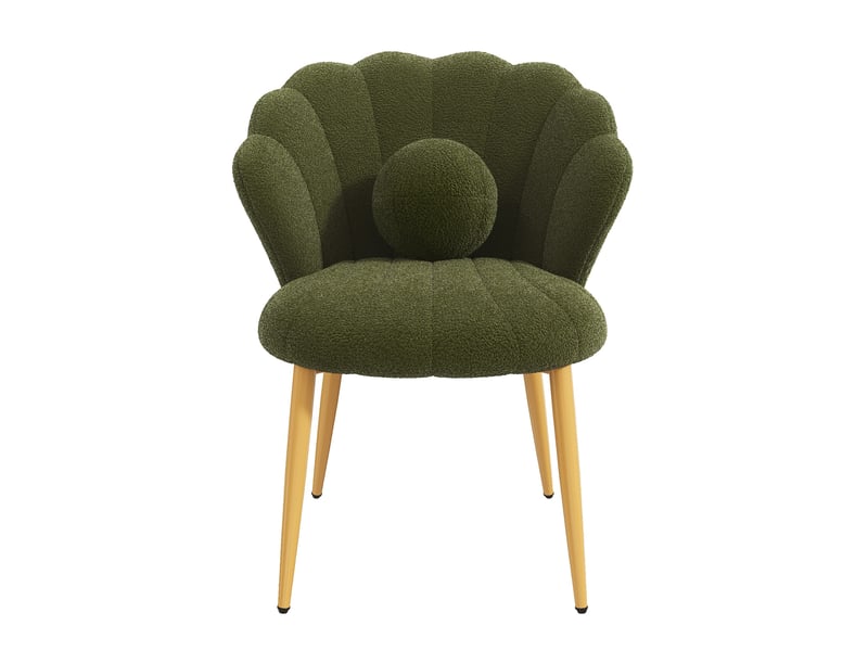 Lot de 6 chaises de salle à manger 60x62,5x83 cm en bouclé vert avec pieds dorés - Conforama D
