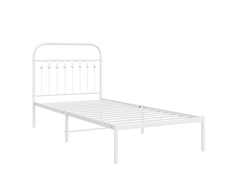  Lit simple- lit adulte -  cadre de lit métal sans matelas avec tête de lit blanc 90x190cm  - Conforama B