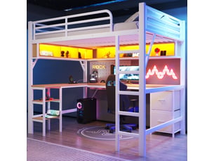 Lit mezzanine 140x200 cm <strong>SAPGAKS</strong> <strong></strong> coloris blanc