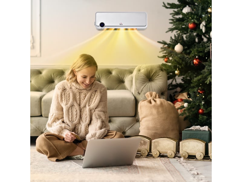  Chauffage mural électrique à 3 niveaux de puissance et minuterie 12 heures, en pp et pa, 56 x 18,5 x 11,7 cm, blanc et argent  - Conforama C