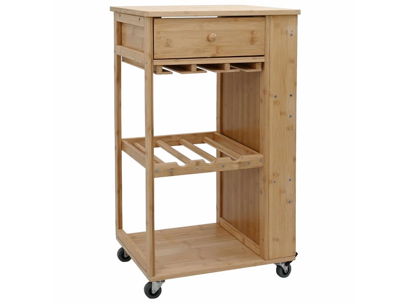  Desserte de cuisine, chariot de rangement avec roues naturel 47,5x36x83 cm bambou  - Conforama A