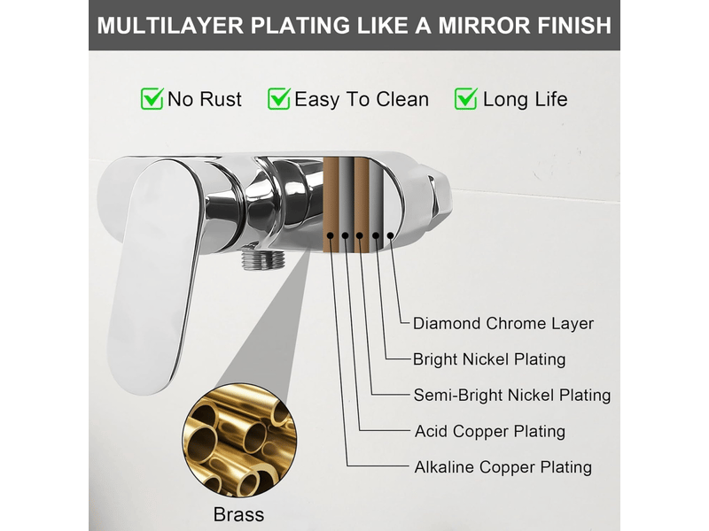 Mitigeur monocommande douche chromé - robinet mural avec raccord fileté pour flexible g12, moderne et pratique - Conforama E