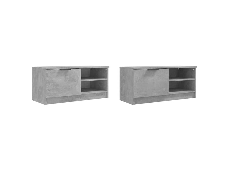  Lot de 2 meuble tv bas salon gris béton 80x35x36,5 cm bois d'ingénierie  - Conforama D