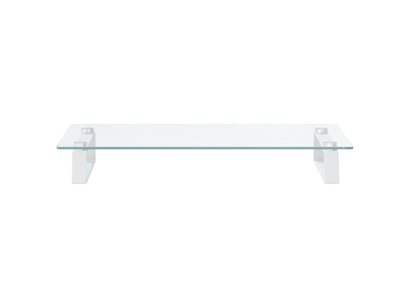 Support de moniteur table meuble bureau 60 x 35 x 8 cm verre trempé et métal blanc 02_0044898  - Conforama B