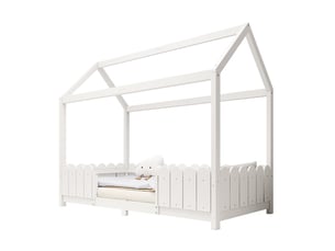 Lit cabane 90x200 cm <strong>REDOM</strong>  <strong></strong> coloris blanc