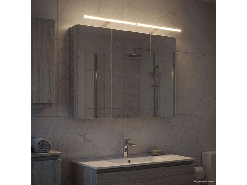  Armoire miroir salle de bain, meuble de rangement gris sonoma 100x14.5x70 cm  - Conforama D